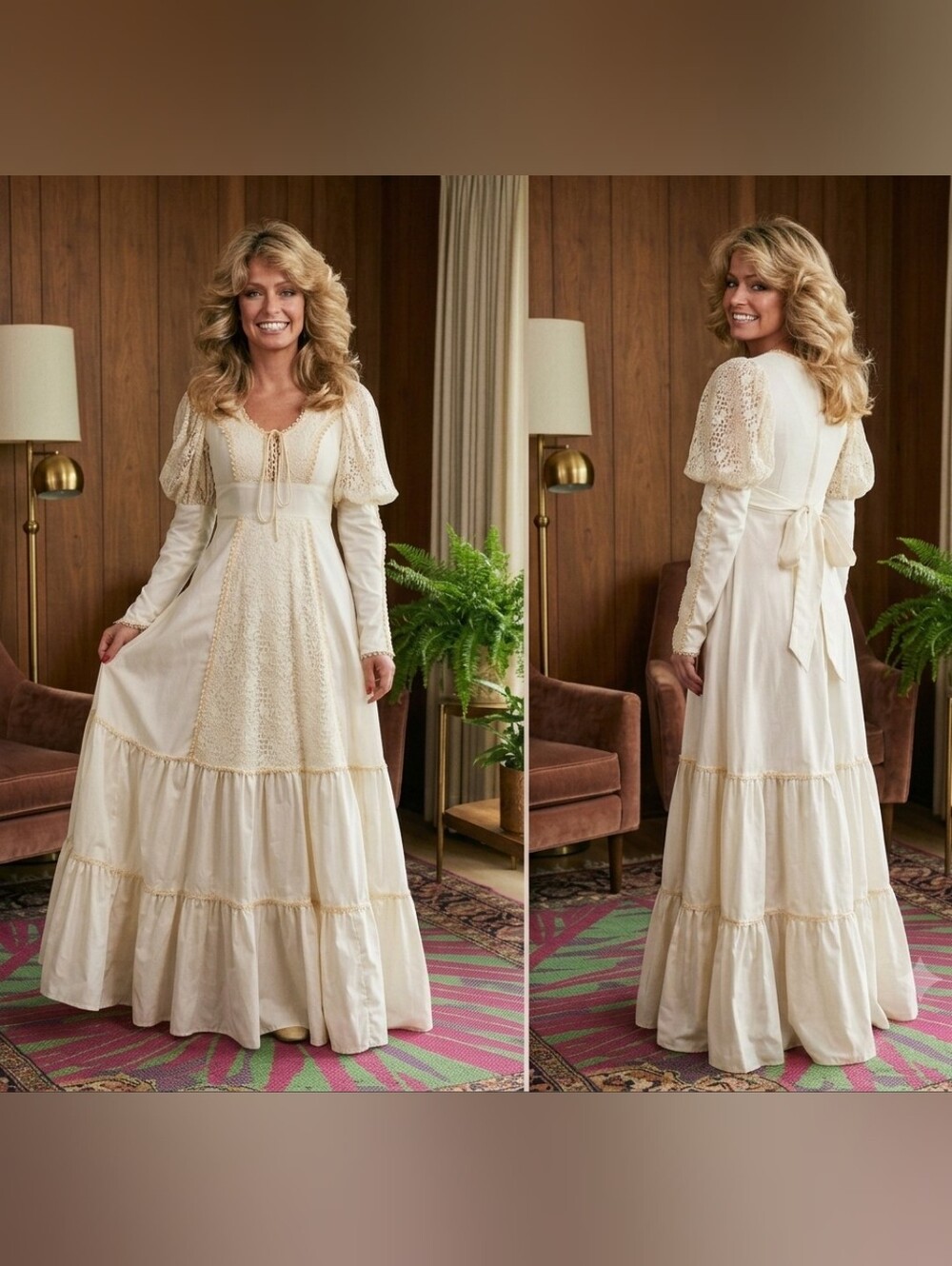 Vintage 1970s Designer Gunne Sax Long  Dress - Picture 3 of 5